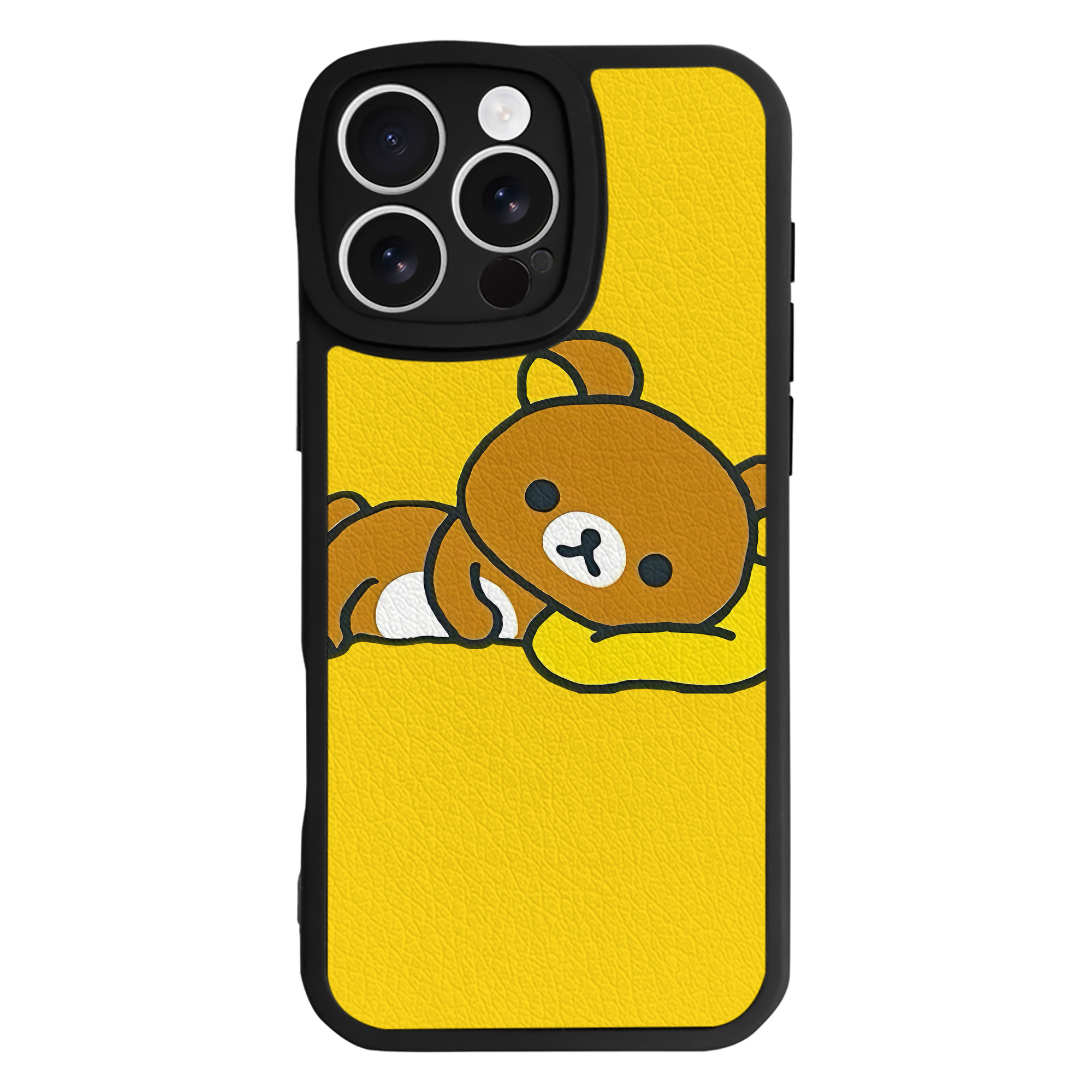 （画像用） リラックマ リラックマ キイロイトリ Rilakkuma Korilakkuma Kiiroitori 【iPhone 16シリーズ対応】シリコンスマホケース（レザー調） 材質：シリコン